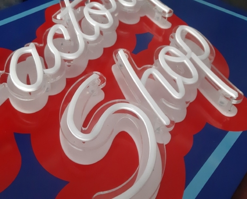 Custom Neon Flex LED On 8mm Grooved _ Raised Acrylic