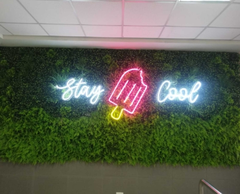 Floating Neon LED Set On 8mm Clear Acrylic Polar Headquarters Epping
