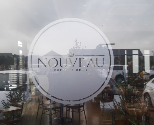 Nouveau Sandblast Effect Window Logos
