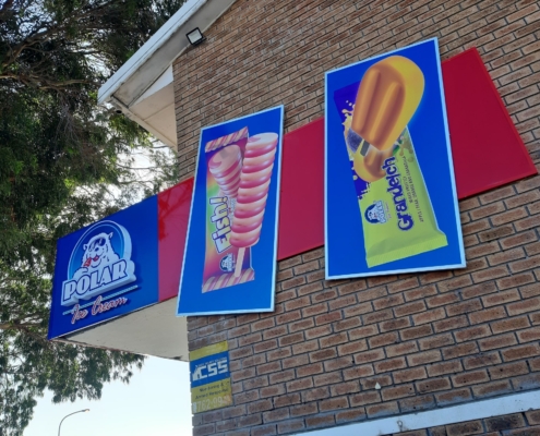 Polar Shopfront Floating Signage Printed Graphics On ACM Panels